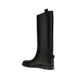 Burberry Black Calf Leather Bos Taurus Flat Boots