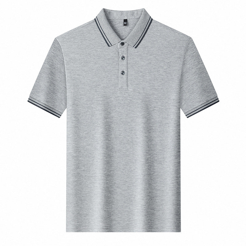 Summer Lapel Mercerized Cotton T-shirt Loose Breathable