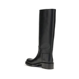 Prada Black Calf Leather Bos Taurus High Heel Boots