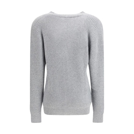 Balmain Gray Fleece Wool Cardigan