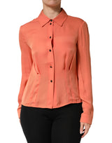 Emporio Armani Orange Collared Button Down Long Sleeves  Top