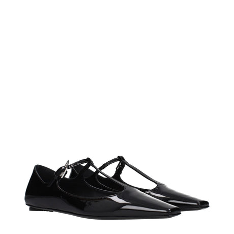 The Attico Black Leather Ballet Flats