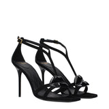Balmain Black Leather Stiletto Heel Sandals