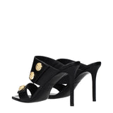 Balmain Black Leather Stiletto Heel Sandals