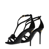 Balmain Black Leather Stiletto Heel Sandals