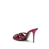 Saint Laurent Bordeaux Silk Stiletto Heel Sandals
