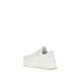 Prada White Calf Leather Bos Taurus Platform Sneakers