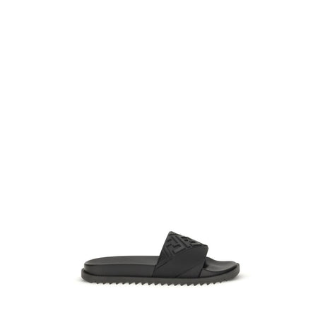 Fendi Black Rubber Flat Sandals