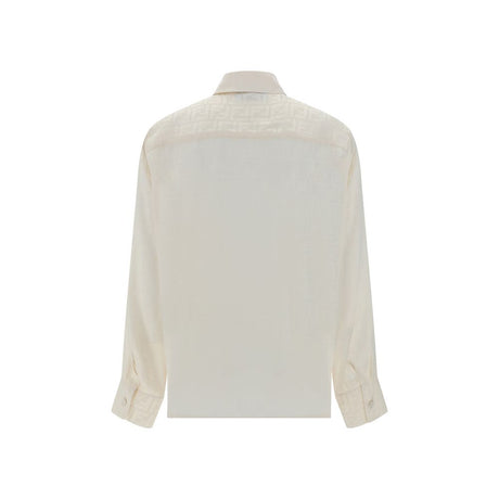 Fendi White Silk Pattern Shirt