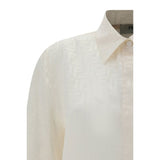 Fendi White Silk Pattern Shirt