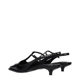 Miu Miu Black Leather Mid Heel Pumps