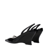 Givenchy Black Leather Wedge Sandals