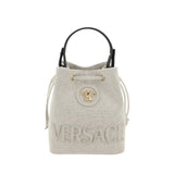 Versace White Fabric Backet Bag