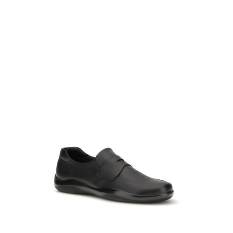 Prada Black Calf Leather Bos Taurus Slip-On Loafers