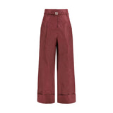 Fendi Bordeaux Silk Dress Pants