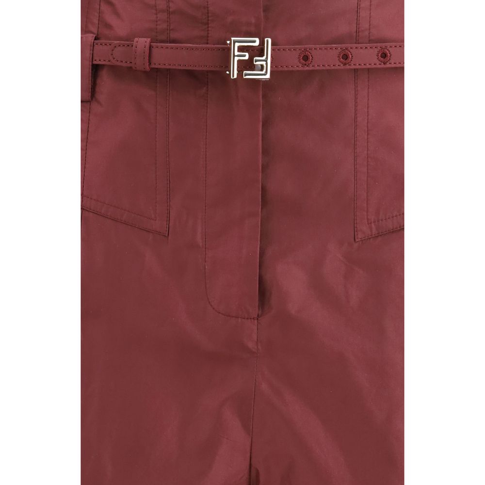 Fendi Bordeaux Silk Dress Pants