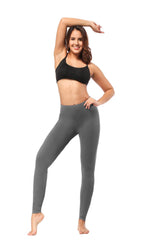 Leggings - Cropped Low-rise Solid Color Dark Gray