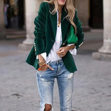 Women's Solid Color Notch Lapel Blazer - Slim Fit Long Sleeve Formal Jacket, Autumn&Winter Elegant Office Wear