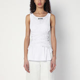 Moschino White tank top in cotton with laces