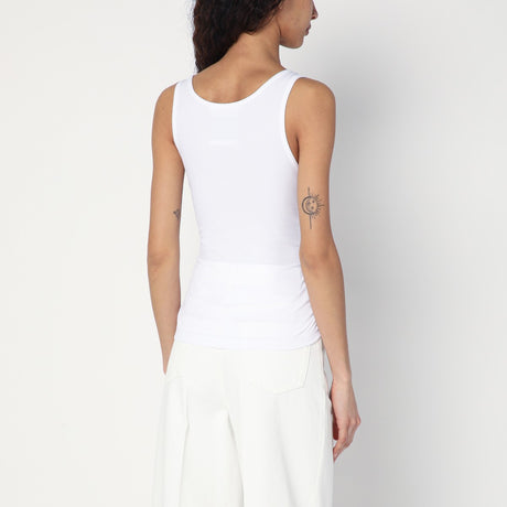 Moschino White tank top in cotton with laces