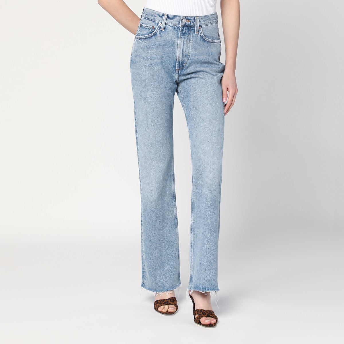 AGOLDE Faded light blue jeans in regenerated denim
