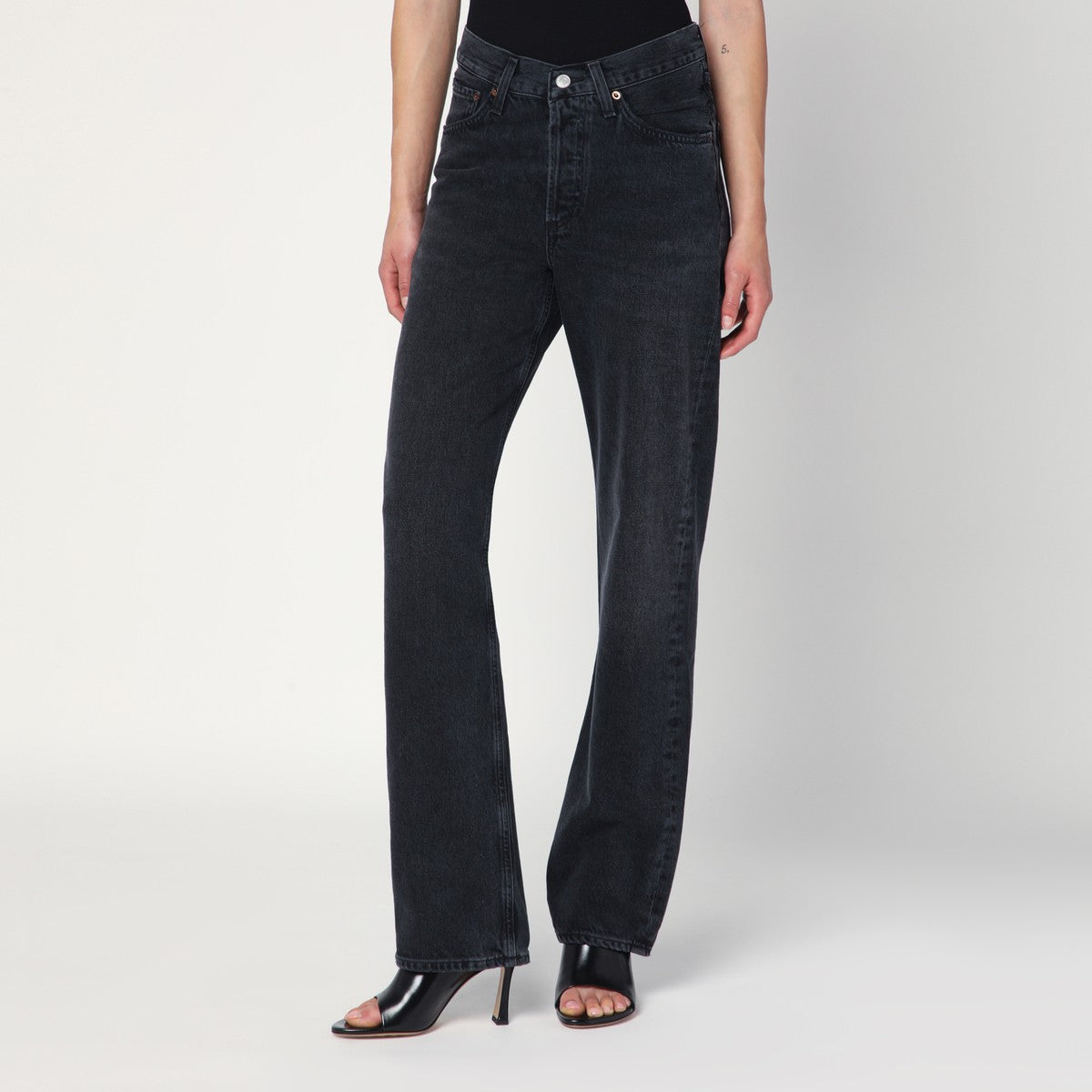 AGOLDE Black V-Waist Kelly jeans in recycled denim