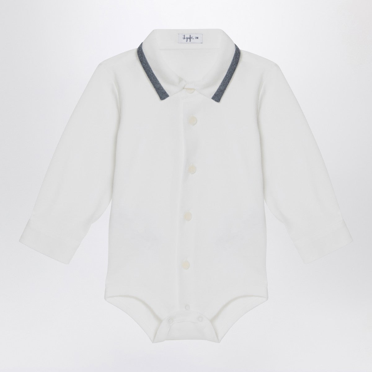 Il Gufo Milk-white cotton shirt bodysuit