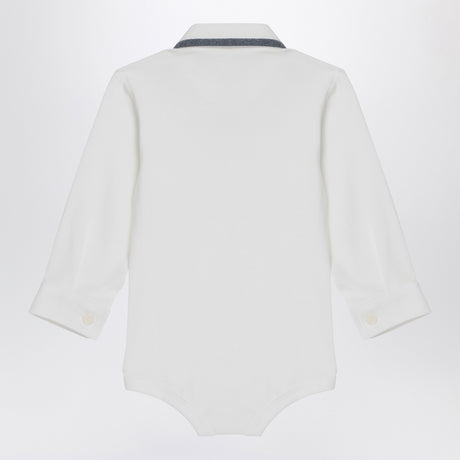 Il Gufo Milk-white cotton shirt bodysuit