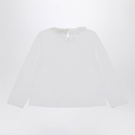 Il Gufo White jersey with ruffle collar