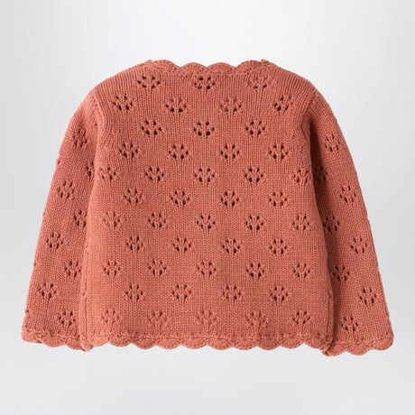 Il Gufo Pink cardigan with openwork pattern
