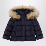 Il Gufo Blue nylon hooded down jacket