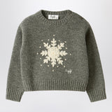 Il Gufo Grey wool sweater with snowflake motif