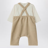 Teddy & Minou Beige outfit with corduroy overalls