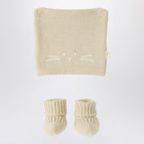 Teddy & Minou Beige knit set with hat and shoes