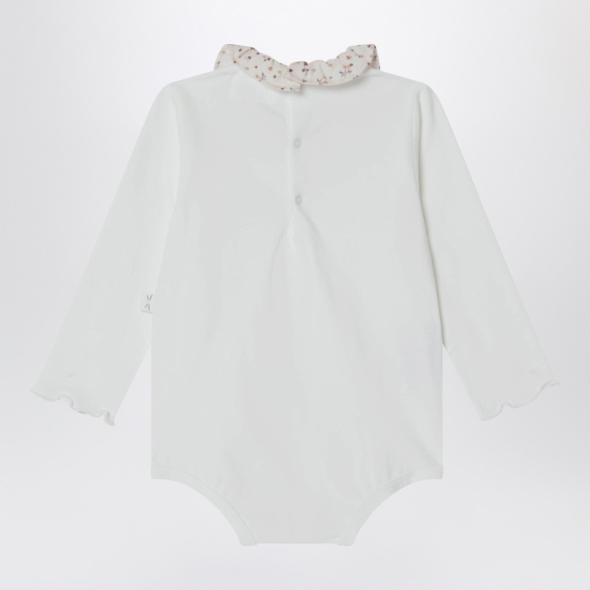 Teddy & Minou White bodysuit with neckline and floral print
