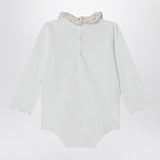 Teddy & Minou White bodysuit with neckline and floral print