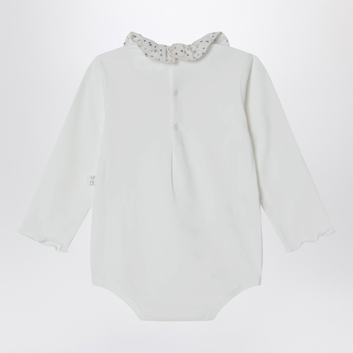Teddy & Minou White bodysuit with neckline and floral print