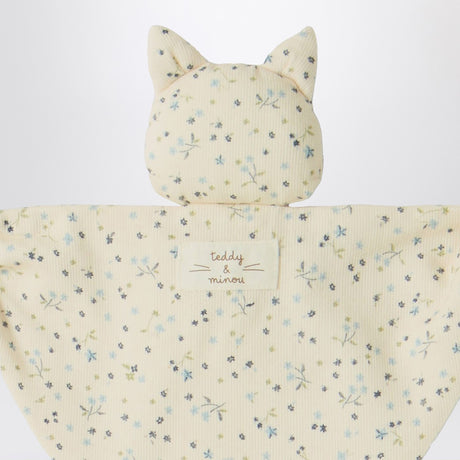 Teddy & Minou Avio blue floral doudou with kitten