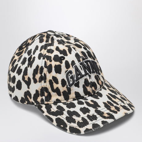 GANNI Leopard-print canvas baseball cap
