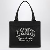 GANNI Large black canvas tote bag