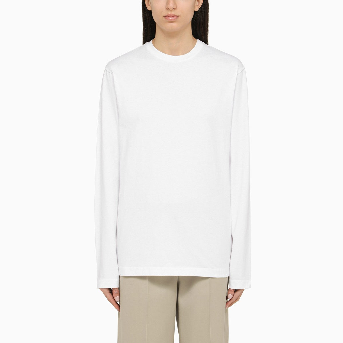 Sportmax White cotton long-sleeved T-shirt