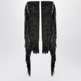 Sportmax Long black gloves with fringes