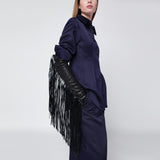 Sportmax Long black gloves with fringes
