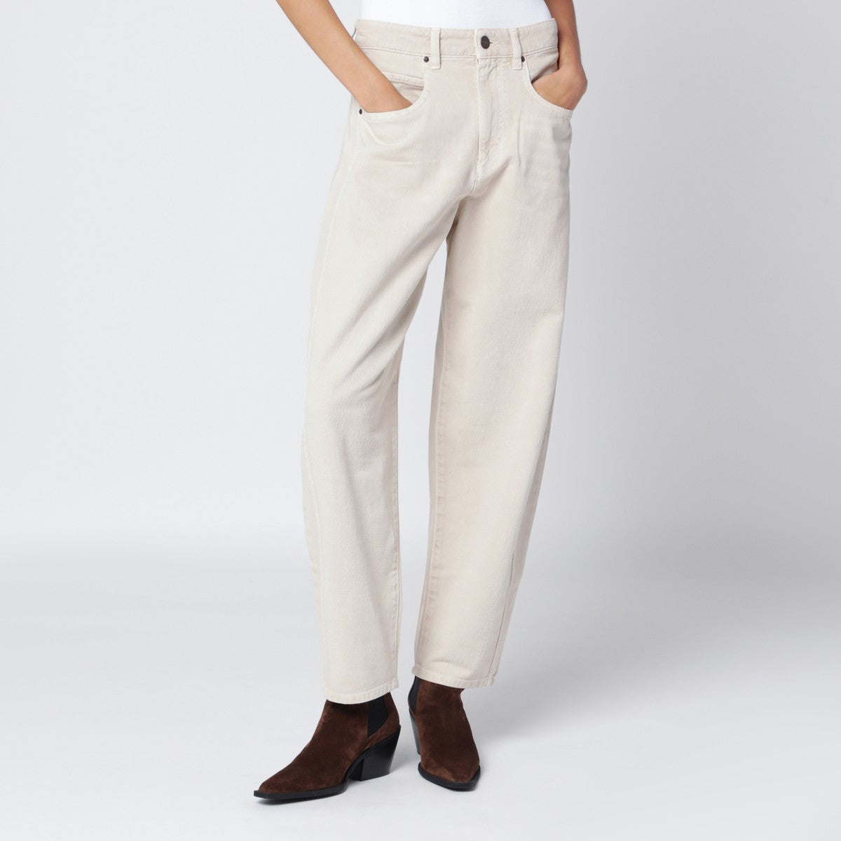 ISABEL MARANT Ecru cotton blend trousers