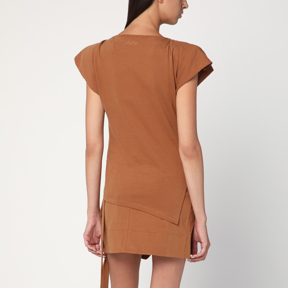 ISABEL MARANT Asymmetrical Sebani T-shirt in caramel colour
