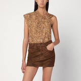 ISABEL MARANT Asymmetrical Nayda T-shirt with ochre print
