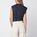 ISABEL MARANT Nayda asymmetrical T-shirt with midnight blue print