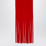 Sportmax Red Wool Scarf with Fringes