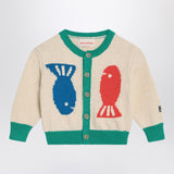 Bobo Choses Lucky Fish ivory/green cardigan