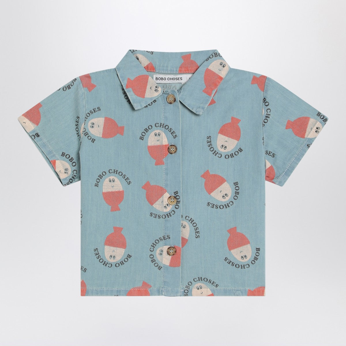 Bobo Choses Light blue Morning Egg shirt in denim